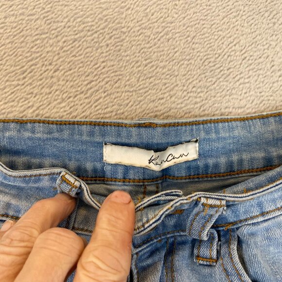 KanCan Women's Jeans Short Shorts Size 3/25 Blue Denim Cuffed Casual Summer Y2K - Picture 4 of 12